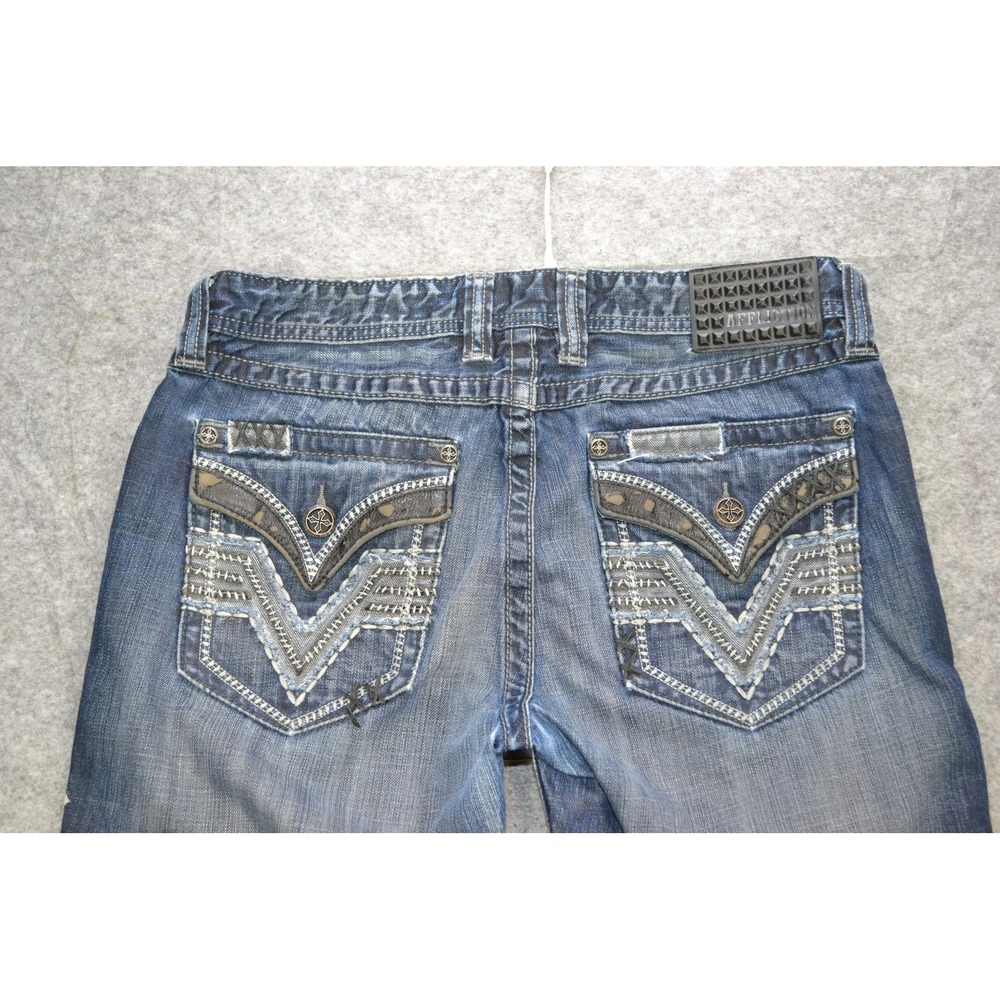 Affliction Black Premium Cooper Jeans Mens 33x32 Blue Straight Leg Buckle B